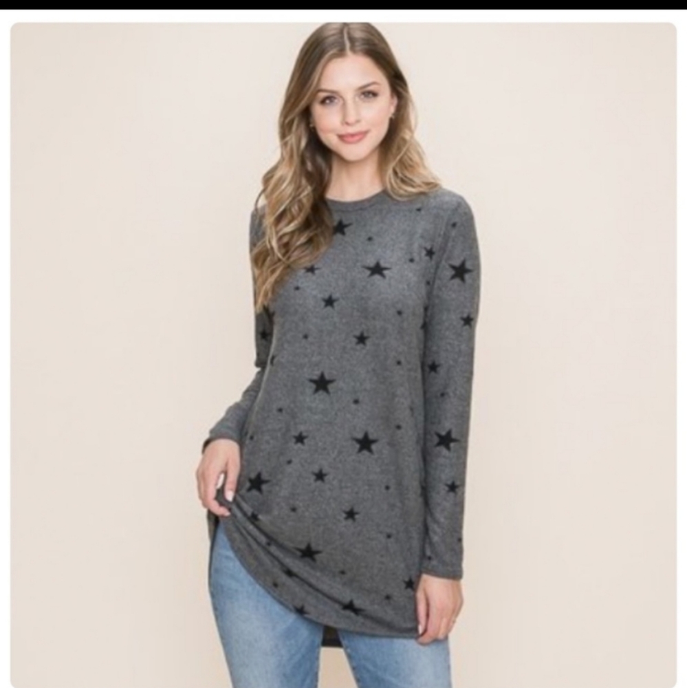 Bom Bom Soft Brushed Knit Star Top